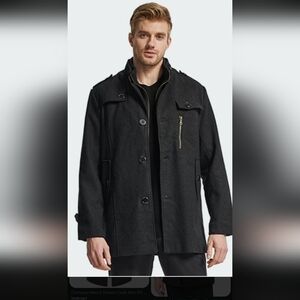 Men's Charcoal Military Style Coat